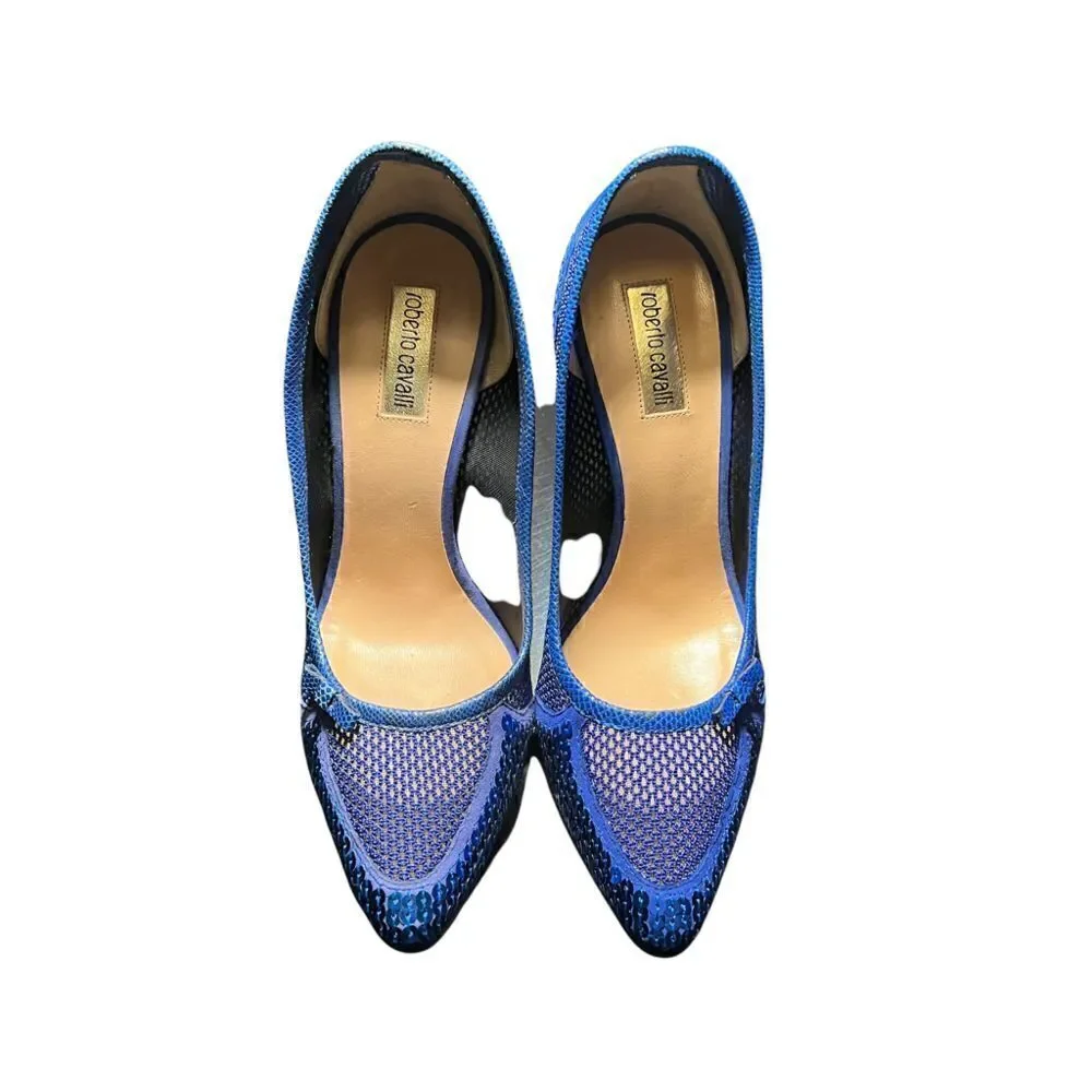 Nib Roberto Cavalli Mesh Blue heels pumps